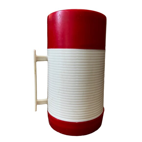 Vintage Aladdin Hy-Lo Thermos Bottle 1 Pint Complete Set Red & Cream Complete - Picture 8 of 9